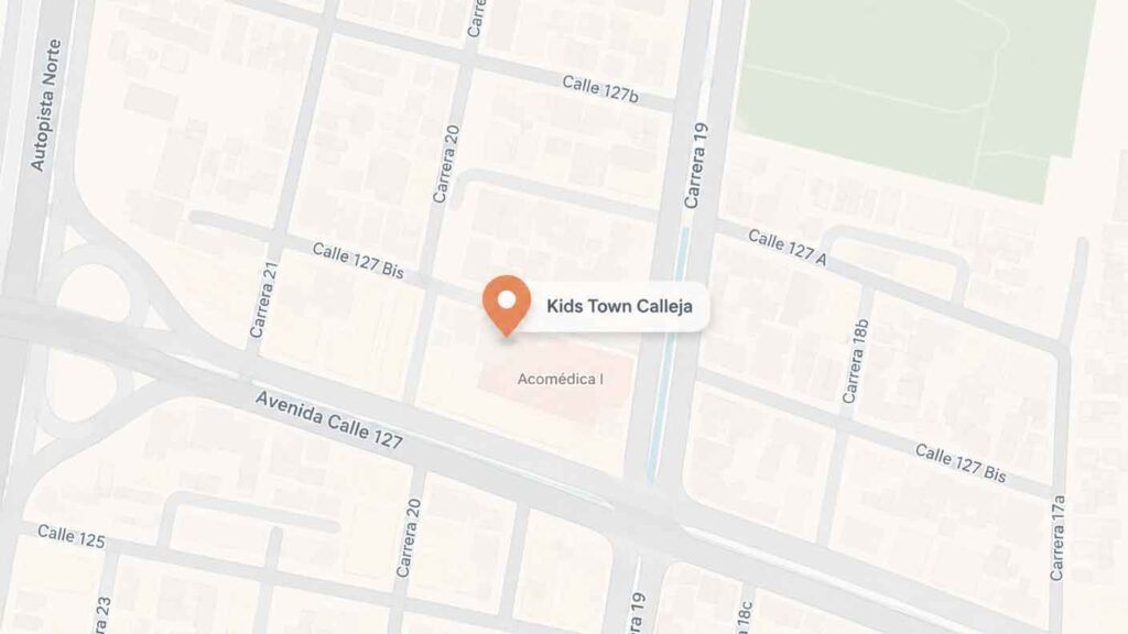 Mapa de ubicación de la sede Calleja de Kids Town en Bogotá
