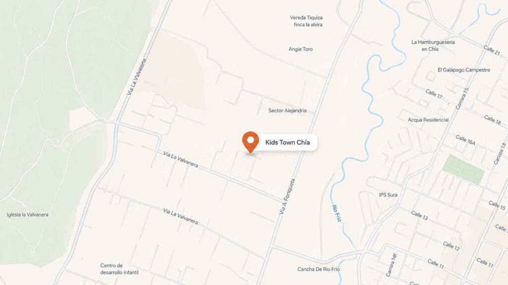 Mapa de ubicación de la sede Chía de Kids Town en Chía, Cundinamarca